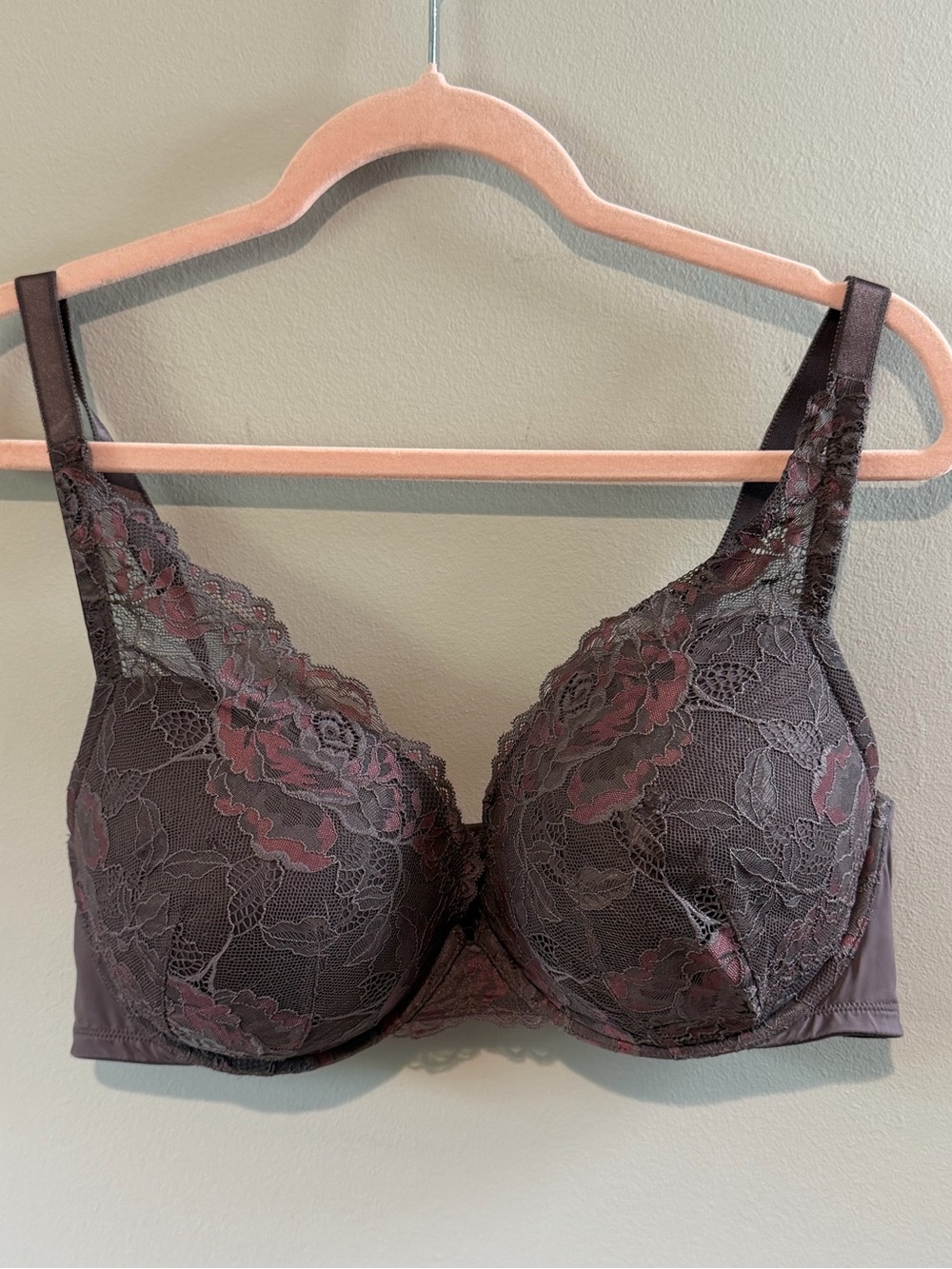 Torrid  Women's Slate Grey/Purple Lace XO Plunge Push Up Bra Size 44D‎